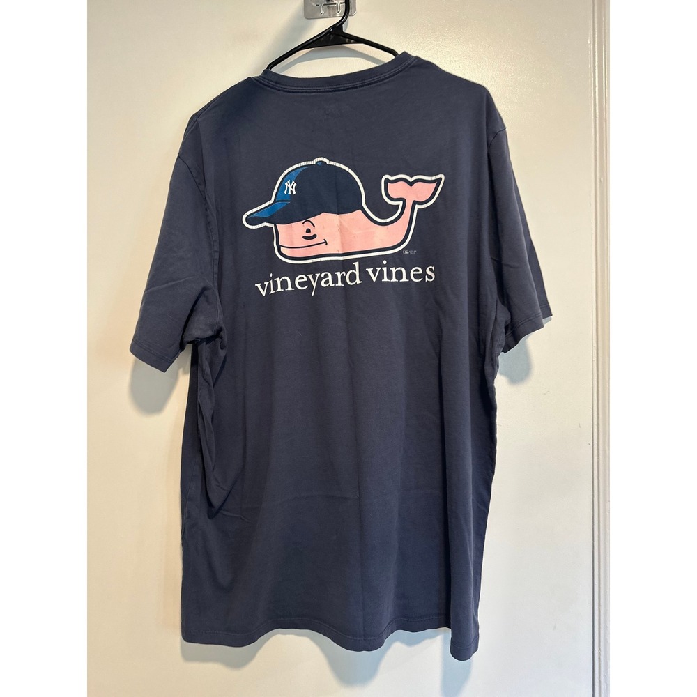 Vineyard Vines Yankees Whale Logo Pocket Tee Sz:XL Navy Blue Preppy Sporty